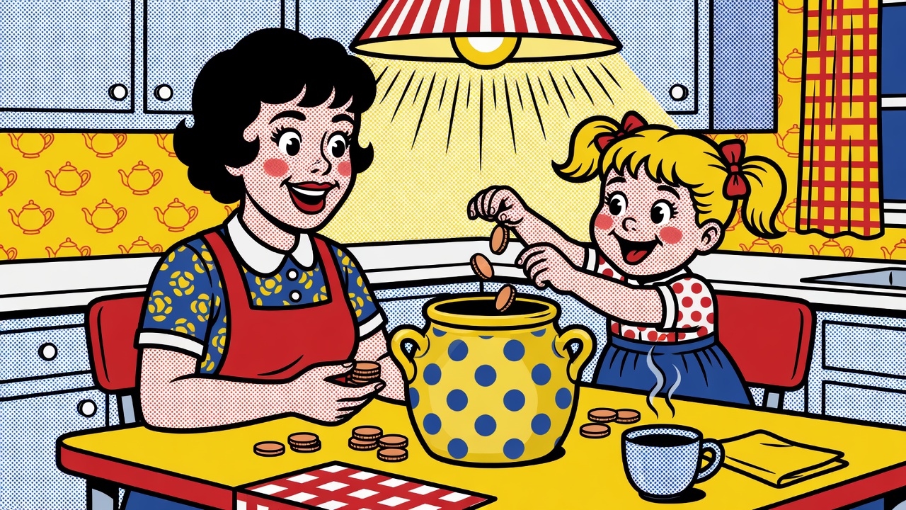 Roy Lichtenstein pop art illustration for: How to Talk to Your Kids About Money — By Age Group