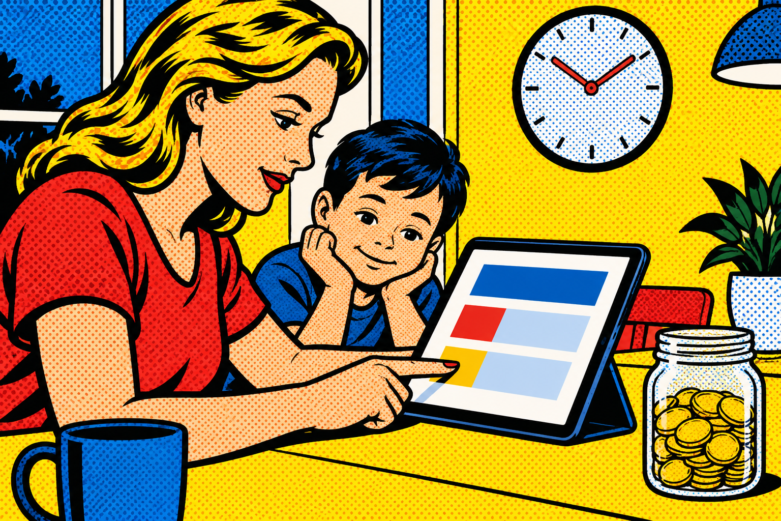 Roy Lichtenstein pop art illustration for: Automating a Family Budget Without Losing Track