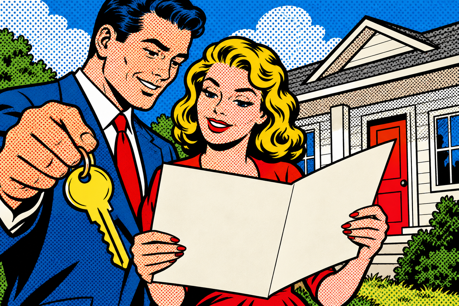 Roy Lichtenstein pop art illustration for: Planning Life Coverage Around a Mortgage