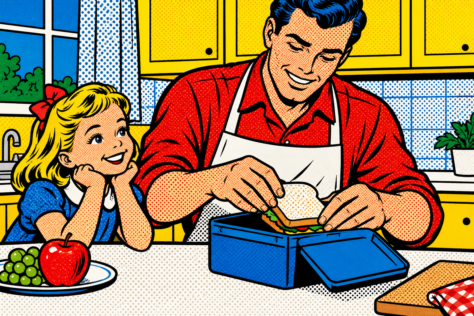 Roy Lichtenstein pop art illustration for: Life Coverage for Parents Who Provide Unpaid Care