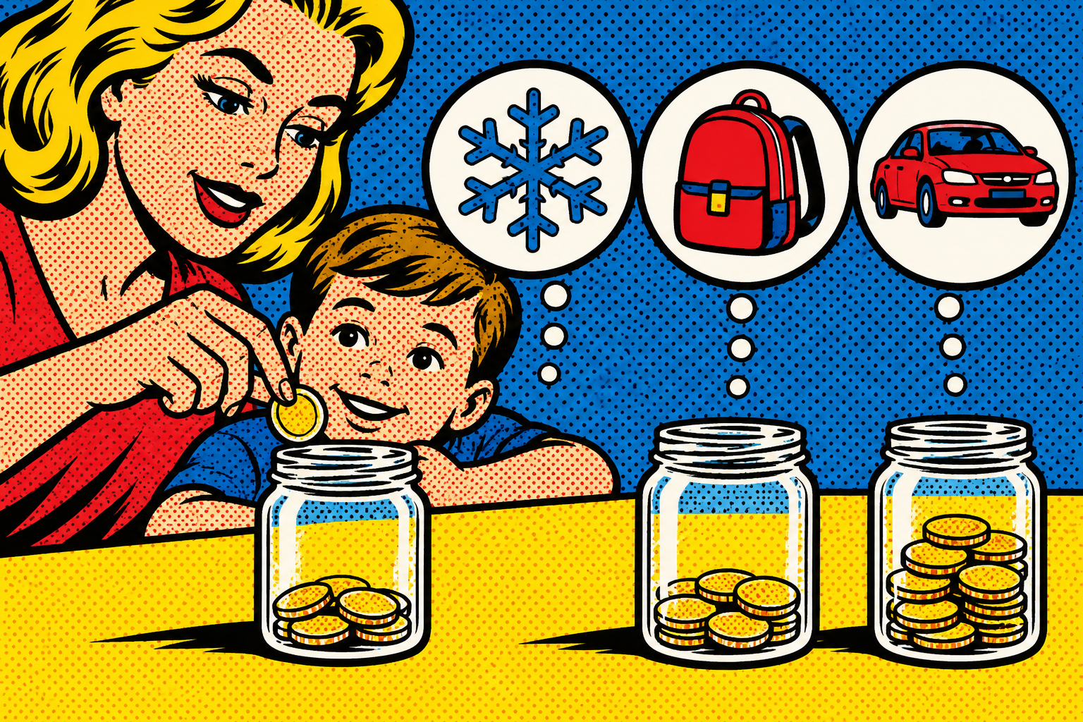 Roy Lichtenstein pop art illustration for: Saving for Annual Bills Before They Arrive