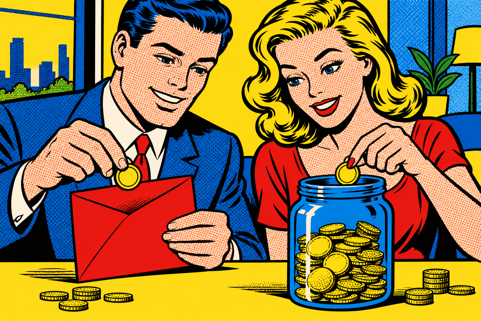 Roy Lichtenstein pop art illustration for: Planning Premiums and Deductibles in a Family Budget