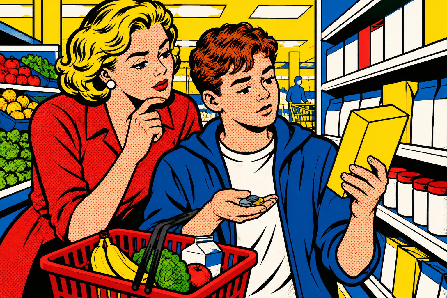 Roy Lichtenstein pop art illustration for: Teaching Kids About Money Through the Family Budget