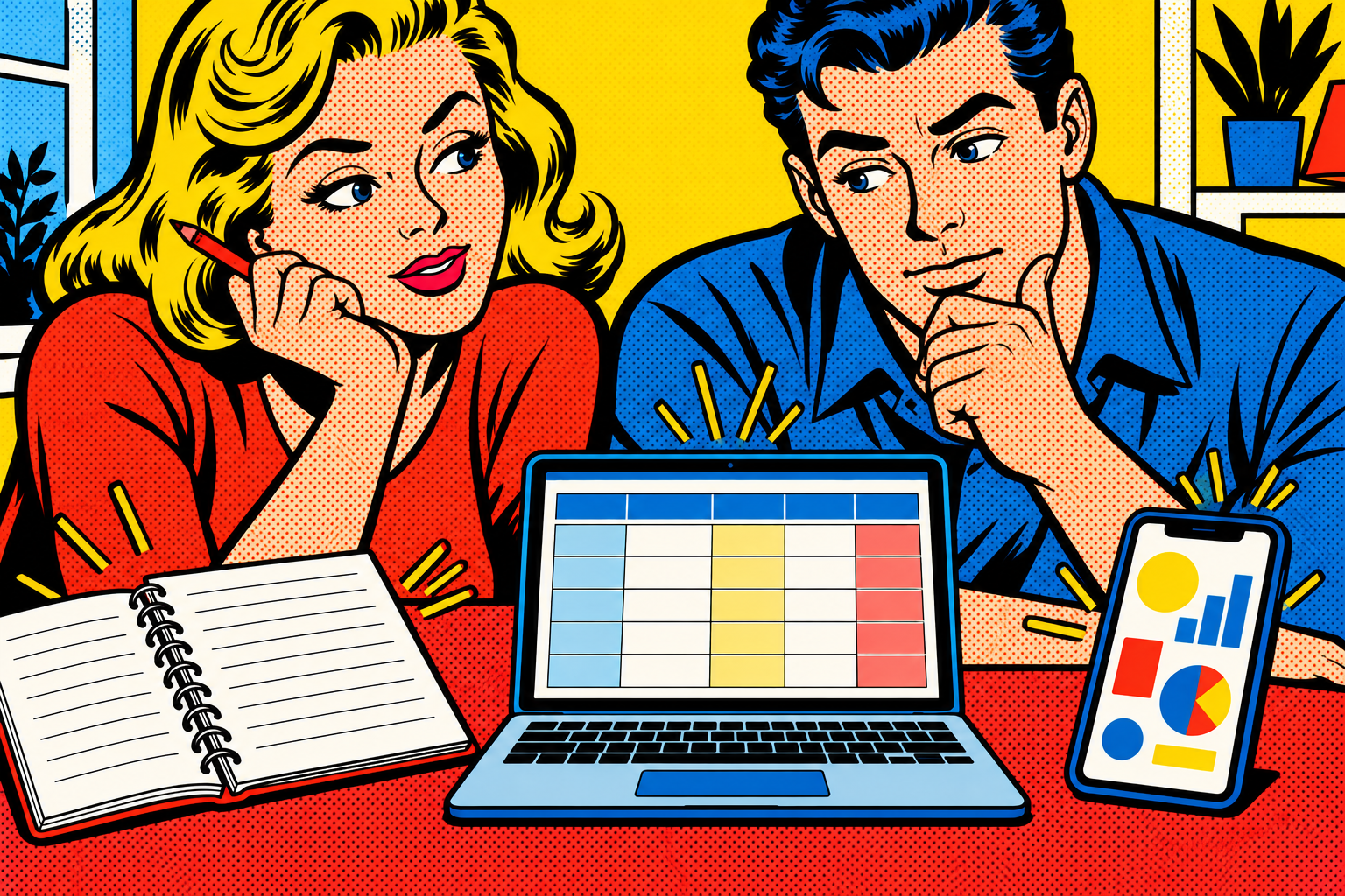 Roy Lichtenstein pop art illustration for: Choosing a Budgeting Tool Your Family Will Keep Using